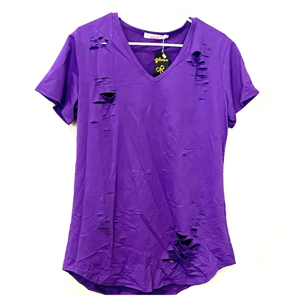 Purple tee with worn look